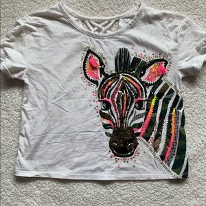 Sequin flip girls Justice Zebra shirt size 14/16